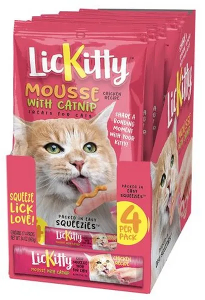 17ct 4pk Against the Grain LicKitty Mousse Squeezies Counter Display - Treats